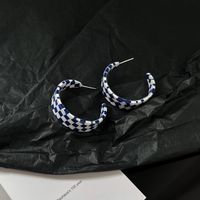 Fashion Checkerboard Black And White C-shaped Earring Wholesale Nihaojewelry main image 5