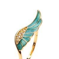 Vintage Fashion Micro Zircon Colored Oil Dripping Copper Wing Opening Ring Wholesale Nihaojewelry main image 6