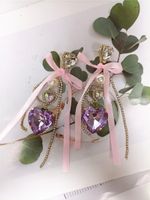 Korean Crystal Heart Ribbon Bow Earrings Wholesale Nihaojewelry main image 6