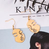 Simple Three-dimensional Hollow Abstract Face Stainless Steel Earrings Wholesale Nihaojewelry main image 3
