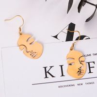 Simple Three-dimensional Hollow Abstract Face Stainless Steel Earrings Wholesale Nihaojewelry main image 4