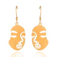 Simple Three-dimensional Hollow Abstract Face Stainless Steel Earrings Wholesale Nihaojewelry main image 6