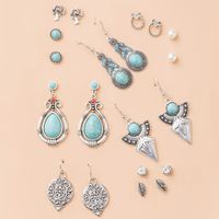 Ethnic Tassel Rice Beads Winding Turquoise Earrings Set Wholesale Nihaojewelry main image 5