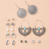 Ethnic Tassel Rice Beads Winding Turquoise Earrings Set Wholesale Nihaojewelry main image 6