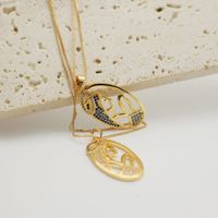 Fashion Oval Hollow Copper Plated 18k Gold Zircon Necklace Wholesale Nihaojewelry main image 4