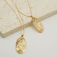 Fashion Oval Hollow Copper Plated 18k Gold Zircon Necklace Wholesale Nihaojewelry main image 5