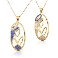 Fashion Oval Hollow Copper Plated 18k Gold Zircon Necklace Wholesale Nihaojewelry main image 6