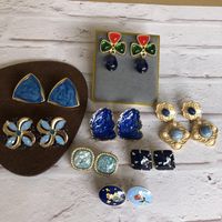 Vintage Blue Enamel Flower Drop Pendant Earrings Wholesale Nihaojewelry main image 1