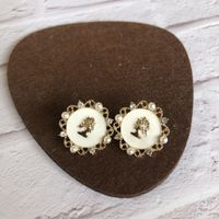 Retro Black White Enamel Flowers Stud Earrings Wholesale Nihaojewelry main image 4