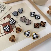 Heart-shaped Square Checkerboard Stud Earrings Wholesale Nihaojewelry main image 1