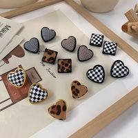 Heart-shaped Square Checkerboard Stud Earrings Wholesale Nihaojewelry main image 6