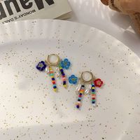 Glazed Daisy Flower Beaded Tassel Earrings Wholesale Nihaojewelry main image 3