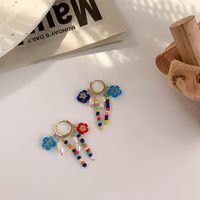 Glazed Daisy Flower Beaded Tassel Earrings Wholesale Nihaojewelry main image 4