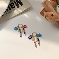 Glazed Daisy Flower Beaded Tassel Earrings Wholesale Nihaojewelry main image 5