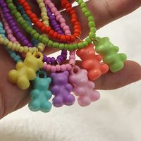 Hip Hop Bear Pendent  Candy Color Handmade Beads Necklace Wholesale Nihaojewelry main image 5