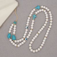 Acrylic Round Beads Cross Turquoise Anti-lost Mobile Phone Chain Wholesale Nihaojewelry sku image 1