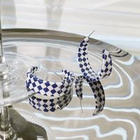 Fashion Checkerboard Black And White C-shaped Earring Wholesale Nihaojewelry sku image 1