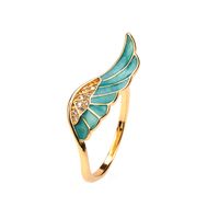 Vintage Fashion Micro Zircon Colored Oil Dripping Copper Wing Opening Ring Wholesale Nihaojewelry sku image 1