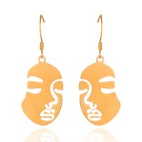 Simple Three-dimensional Hollow Abstract Face Stainless Steel Earrings Wholesale Nihaojewelry sku image 1