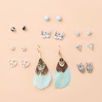Ethnic Tassel Rice Beads Winding Turquoise Earrings Set Wholesale Nihaojewelry sku image 1