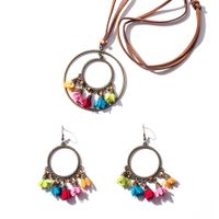 Tassel Geometric Circle Flower Long Necklace Earrings Set Wholesale Jewelry Nihaojewelry sku image 1