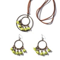Tassel Geometric Circle Flower Long Necklace Earrings Set Wholesale Jewelry Nihaojewelry sku image 2