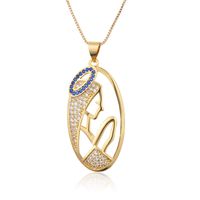 Fashion Oval Hollow Copper Plated 18k Gold Zircon Necklace Wholesale Nihaojewelry sku image 1