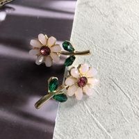 Red Crystal Stone Flower Long Pendant Earrings Wholesale Nihaojewelry sku image 1