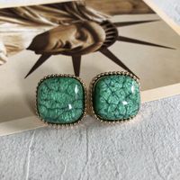 Retro Green Enamel Square Water Drop Pendant Earrings Wholesale Nihaojewelry sku image 2
