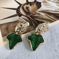 Retro Green Enamel Square Water Drop Pendant Earrings Wholesale Nihaojewelry sku image 3