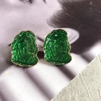 Retro Green Enamel Square Water Drop Pendant Earrings Wholesale Nihaojewelry sku image 1