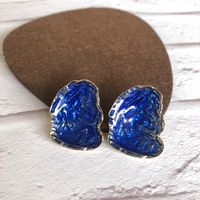 Vintage Blue Enamel Flower Drop Pendant Earrings Wholesale Nihaojewelry sku image 3