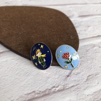 Vintage Blue Enamel Flower Drop Pendant Earrings Wholesale Nihaojewelry sku image 4