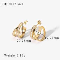 Simple Gold-plated Double Layer Cross Stainless Steel Ear Stud Wholesale Nihaojewelry sku image 2