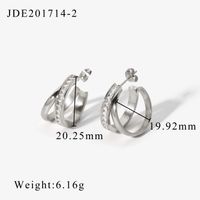 Simple Gold-plated Double Layer Cross Stainless Steel Ear Stud Wholesale Nihaojewelry sku image 1