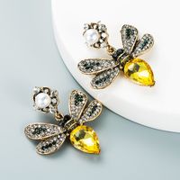 Retro Color Diamond Butterfly Pearl Earrings Wholesale Nihaojewelry sku image 2