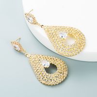 Fashion Hollow Alloy Inlaid Rhinestone Triangle Earrings Wholesale Nihaojewelry sku image 1