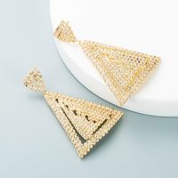 الأزياء الجوف سبائك مطعمة حجر الراين مثلث الأقراط الجملة Nihaojewelry sku image 2
