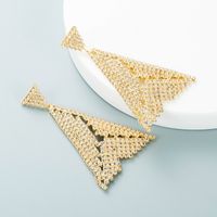 Fashion Hollow Alloy Inlaid Rhinestone Triangle Earrings Wholesale Nihaojewelry sku image 3