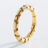 18k Korean Simple Inlaid Color Zircon Copper Geometric Ring Wholesale Nihaojewelry sku image 2
