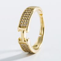 18k Koreanische Einfache Eingelegte Farbe Zirkonkupfer Geometrischer Ring Großhandel Nihaojewelry sku image 4