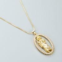 Retro Copper Gold-plated Micro-inlaid Zircon Priest Six-pointed Star Pendant Necklace Wholesale Nihaojewelry sku image 2