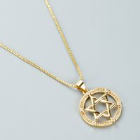 Retro Copper Gold-plated Micro-inlaid Zircon Priest Six-pointed Star Pendant Necklace Wholesale Nihaojewelry sku image 1