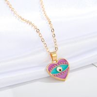 New Heart Blue Eye Multicolor Irregular Pendant Clavicle Chain Wholesale Nihaojewelry sku image 2