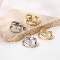 بسيطة مطلية بالذهب طبقة مزدوجة الصليب الفولاذ المقاوم للصدأ مسمار الأذن الجملة Nihaojewelry main image 1