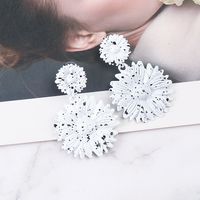 Metal Paint Flower Pendant Polka Dots Earrings Wholesale Nihaojewelry main image 3