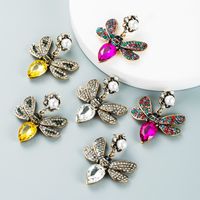 Retro Color Diamond Butterfly Pearl Earrings Wholesale Nihaojewelry main image 1