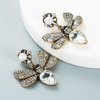Retro Color Diamond Butterfly Pearl Earrings Wholesale Nihaojewelry main image 4
