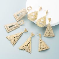 Fashion Hollow Alloy Inlaid Rhinestone Triangle Earrings Wholesale Nihaojewelry main image 1