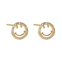 Simple Copper Zircon Hollow Smiley Face Earrings Wholesale Nihaojewelry main image 6